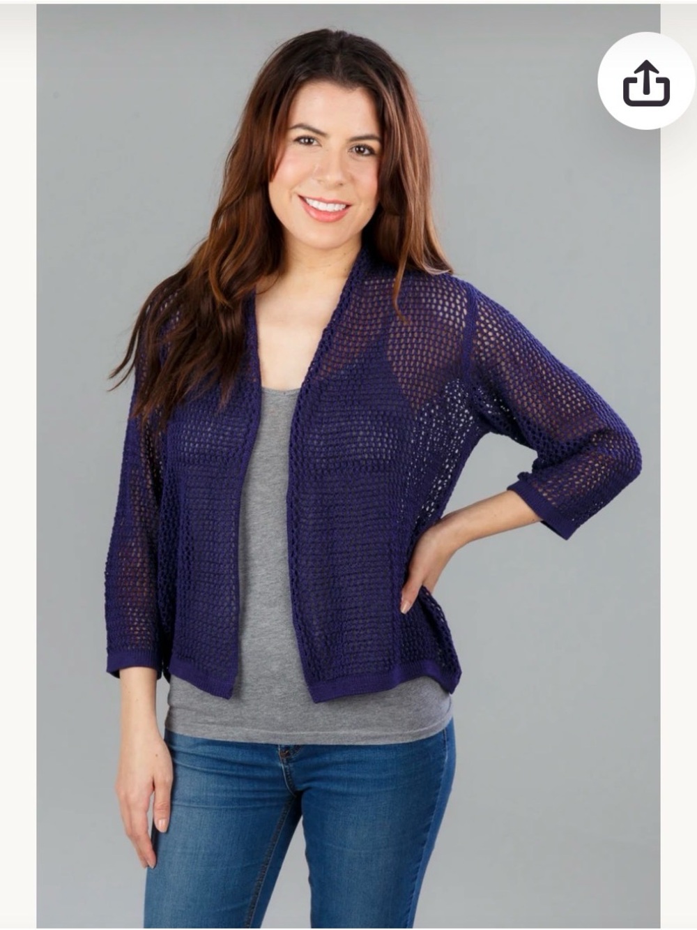 Charter Club Open-Knit Deep Purple Cardigan